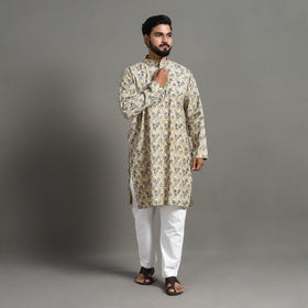 Buy Kalamkari Block Printed Cotton Men Long Kurta 18 Online at iTokri.com