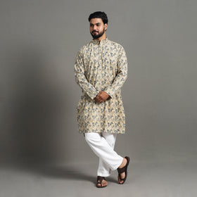 Buy Kalamkari Block Printed Cotton Men Long Kurta 18 Online at iTokri.com