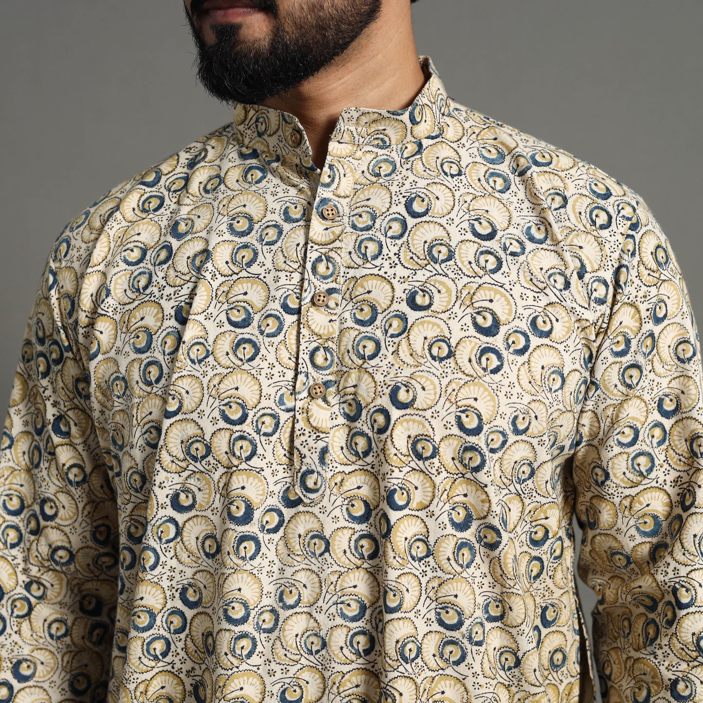 Buy Kalamkari Block Printed Cotton Men Long Kurta 18 Online at iTokri.com