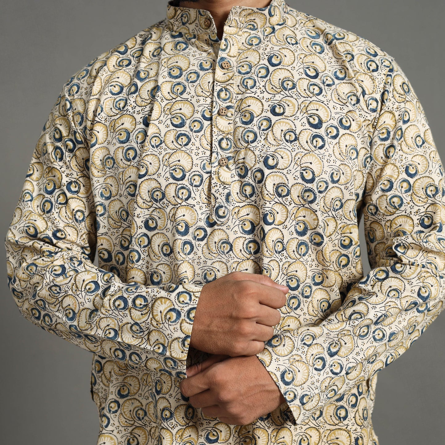 Buy Kalamkari Block Printed Cotton Men Long Kurta 18 Online at iTokri.com