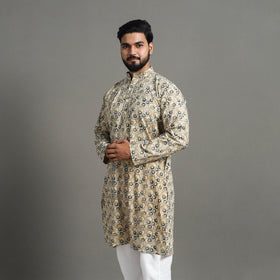 Buy Kalamkari Block Printed Cotton Men Long Kurta 18 Online at iTokri.com