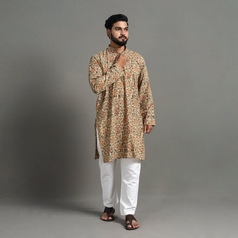  Kalamkari Block Printed Cotton Men Long Kurta 19 