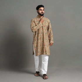  Kalamkari Block Printed Cotton Men Long Kurta 19 