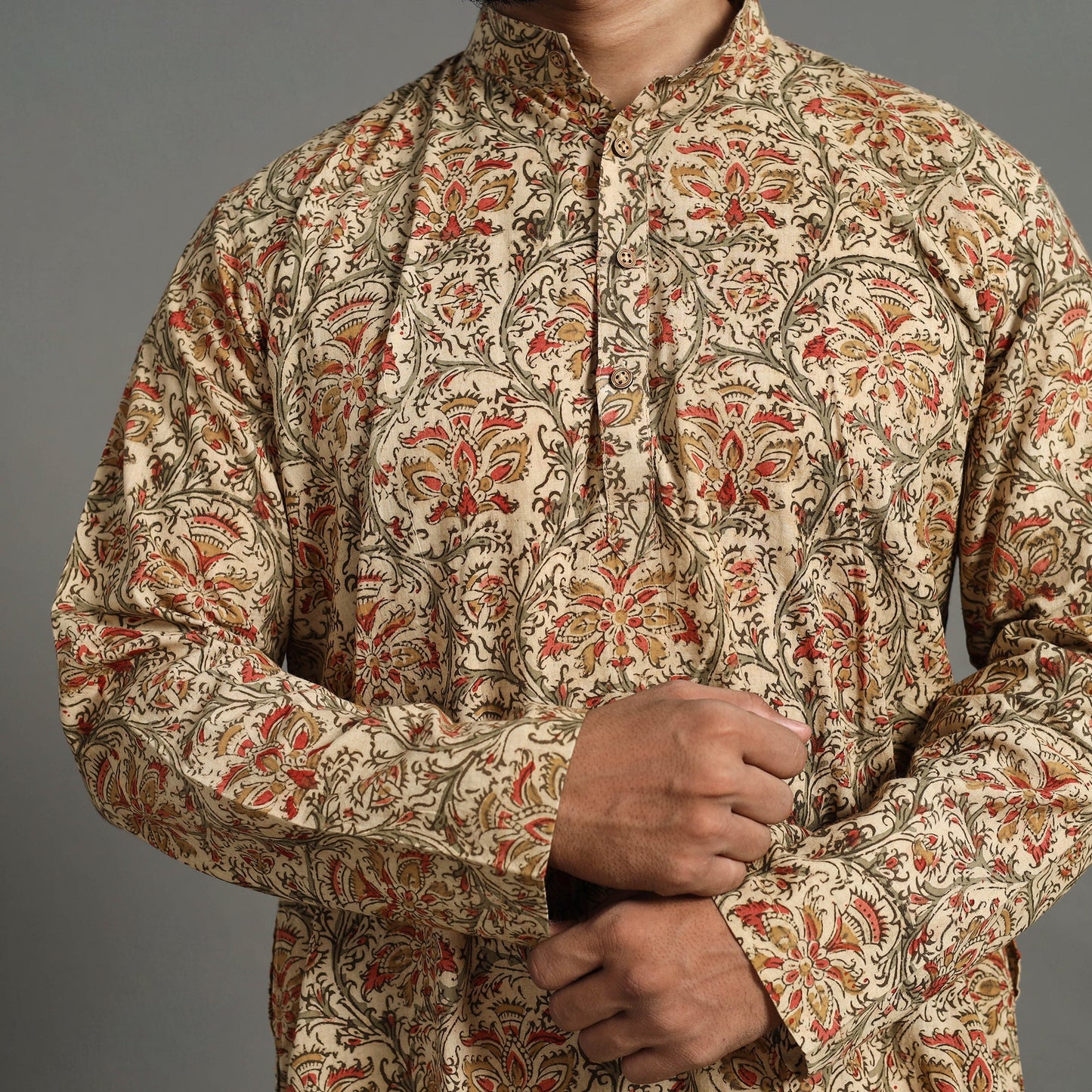  Kalamkari Block Printed Cotton Men Long Kurta 19 