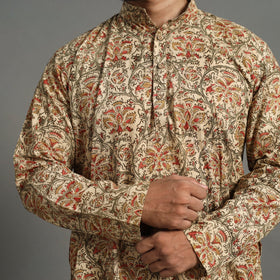  Kalamkari Block Printed Cotton Men Long Kurta 19 
