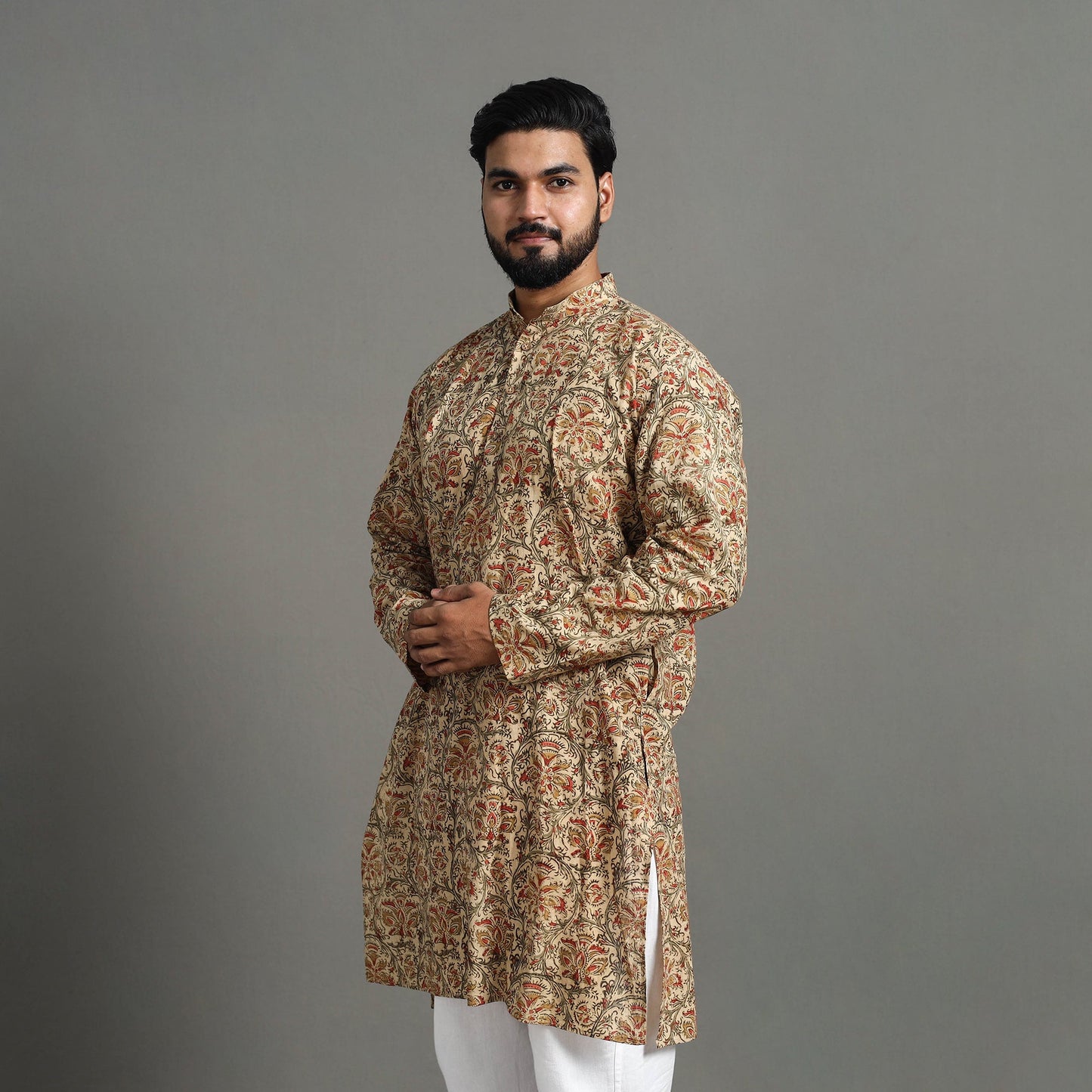  Kalamkari Block Printed Cotton Men Long Kurta 19 