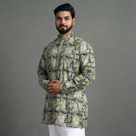  Kalamkari Block Printed Cotton Men Short Kurta 01 