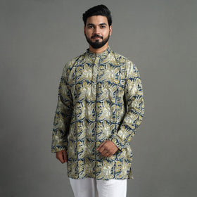  Kalamkari Block Printed Cotton Men Short Kurta 01 