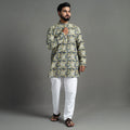  Kalamkari Block Printed Cotton Men Short Kurta 01 