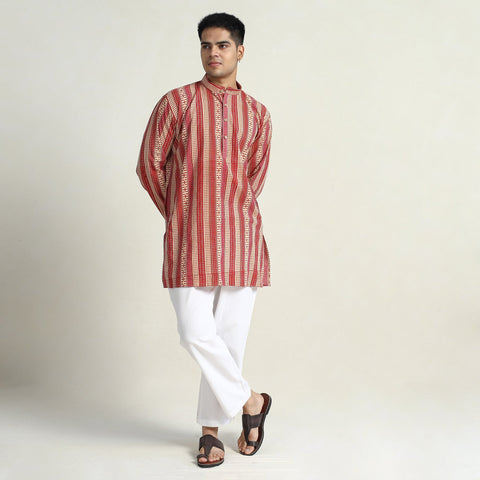 Kalamkari printed cotton men short kurta 10 - handcrafted