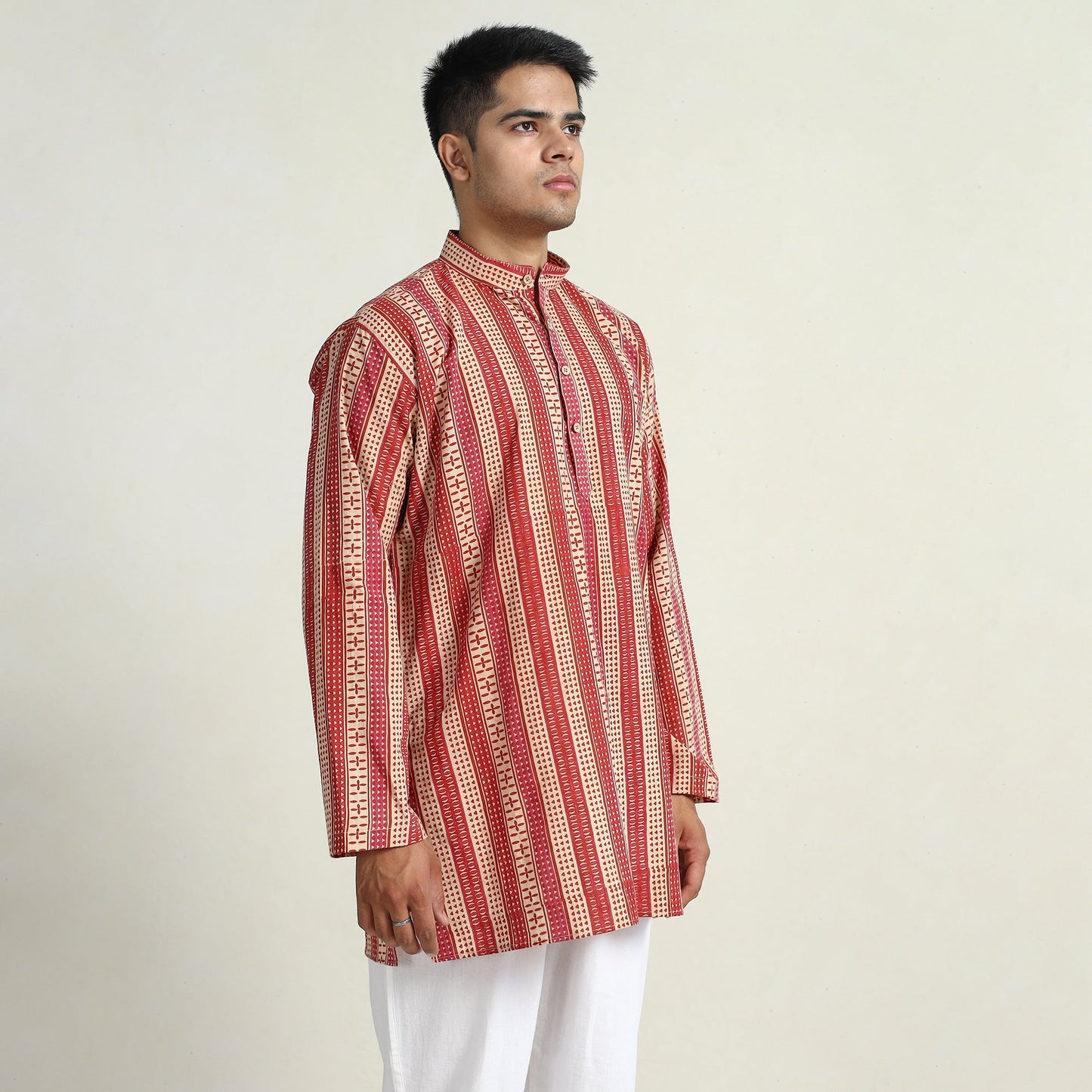 Kalamkari printed cotton men short kurta 10 - handcrafted
