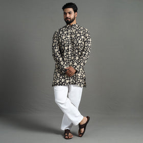 Buy Kalamkari Printed Cotton Men Short Kurta 11 Online at iTokri.com