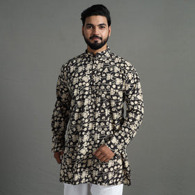 Buy Kalamkari Printed Cotton Men Short Kurta 11 Online at iTokri.com