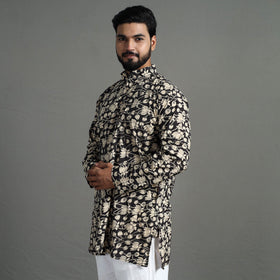 Buy Kalamkari Printed Cotton Men Short Kurta 11 Online at iTokri.com