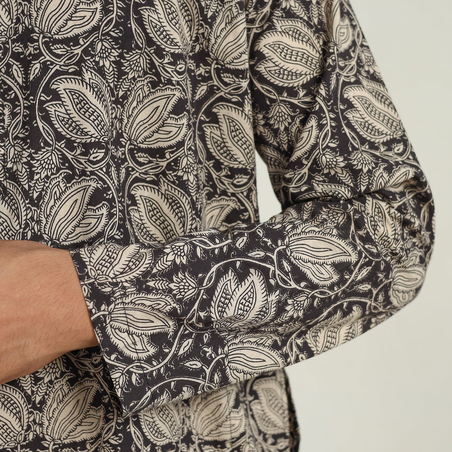 Kalamkari printed cotton men short kurta 13 - handcrafted