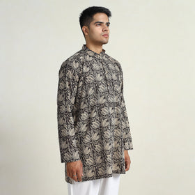 Kalamkari printed cotton men short kurta 13 - handcrafted