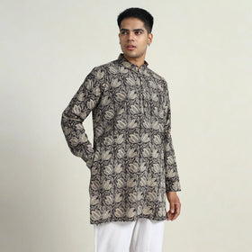Kalamkari printed cotton men short kurta 13 - handcrafted