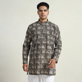 Kalamkari printed cotton men short kurta 13 - handcrafted