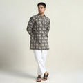 Kalamkari printed cotton men short kurta 13 - handcrafted