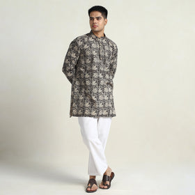 Kalamkari printed cotton men short kurta 13 - handcrafted