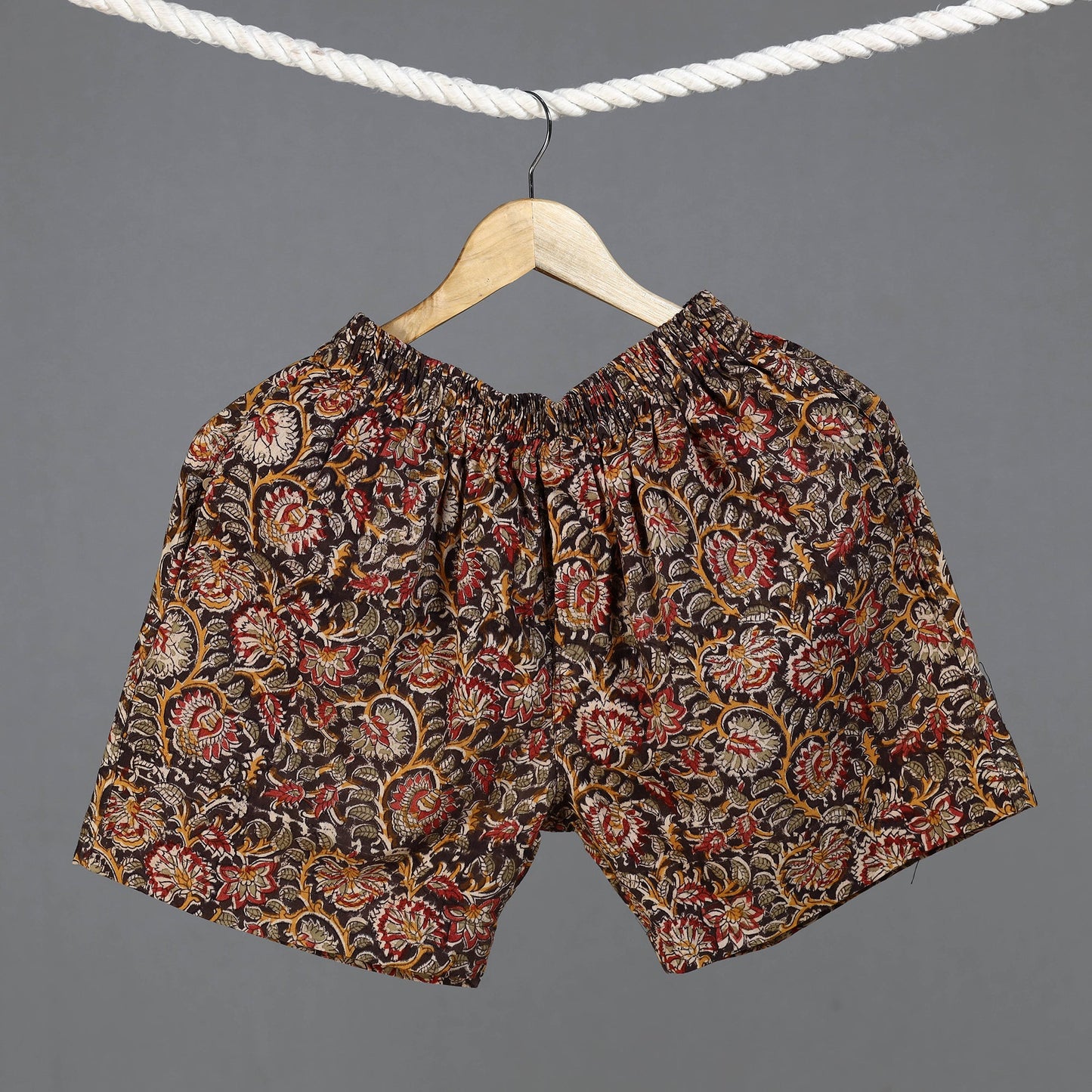 Kalamkari printed cotton unisex boxer/shorts - handcrafted