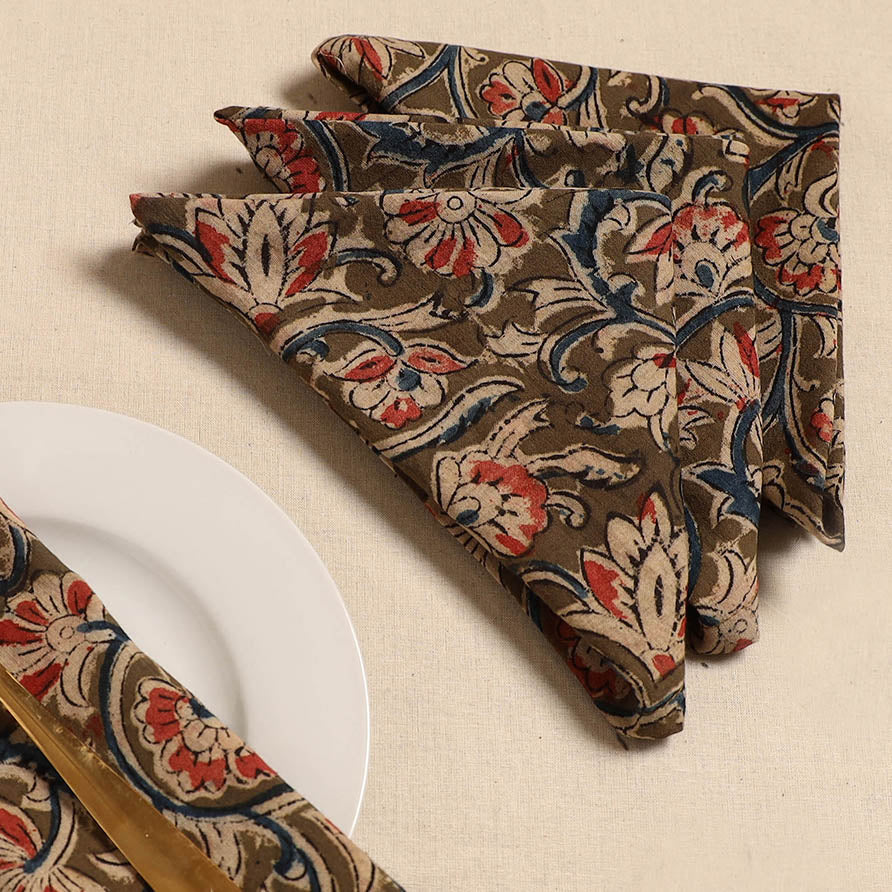 Kalamkari table napkin (set of 4) 13 - handcrafted