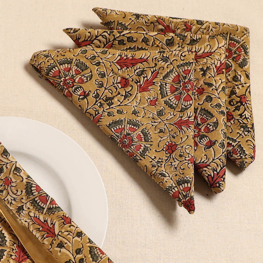 Kalamkari table napkin (set of 4) 14 - handcrafted