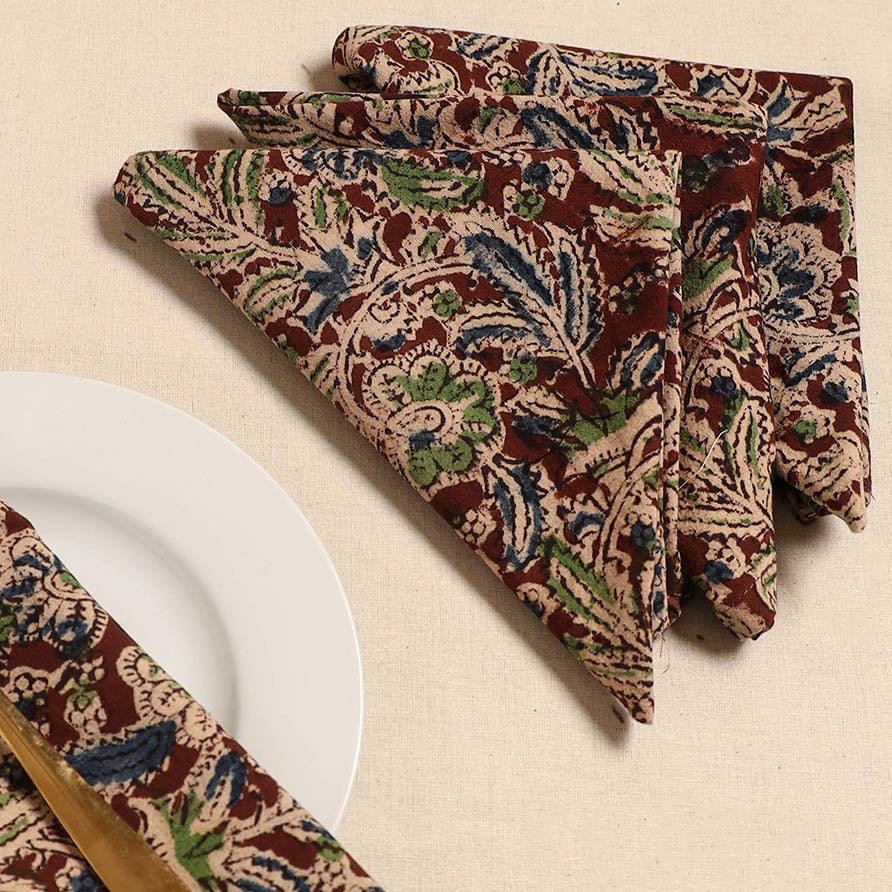 Kalamkari table napkin (set of 4) 15 - handcrafted