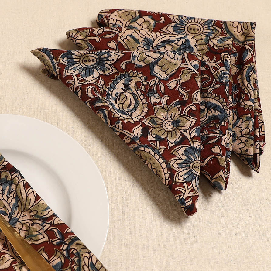 Kalamkari table napkin (set of 4) 16 - handcrafted