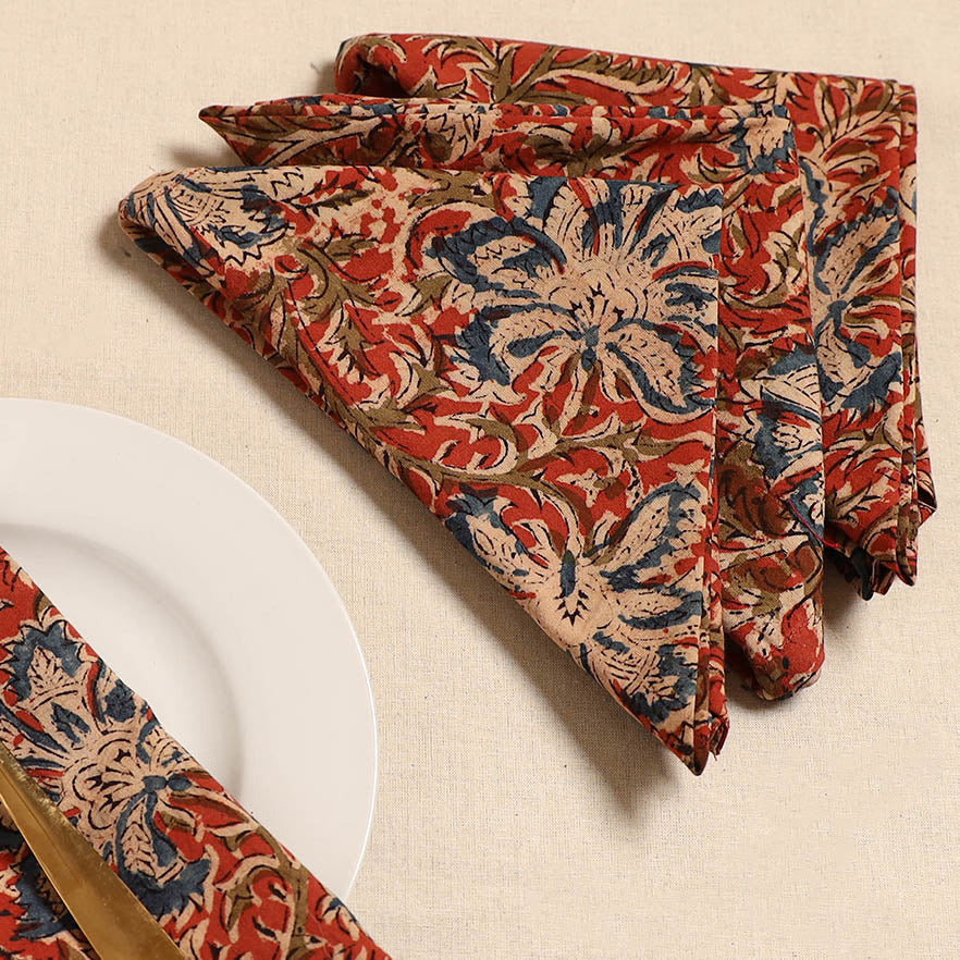 Kalamkari table napkin (set of 4) 18 - handcrafted