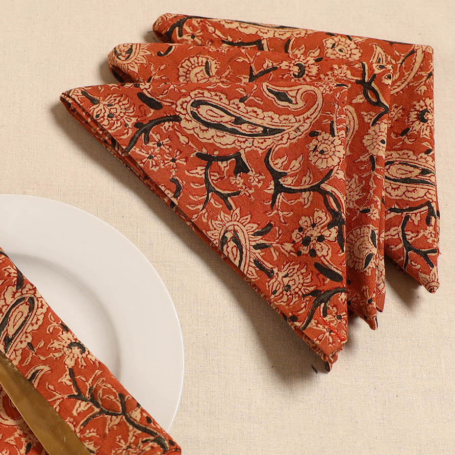 Kalamkari table napkin (set of 4) 20 - handcrafted