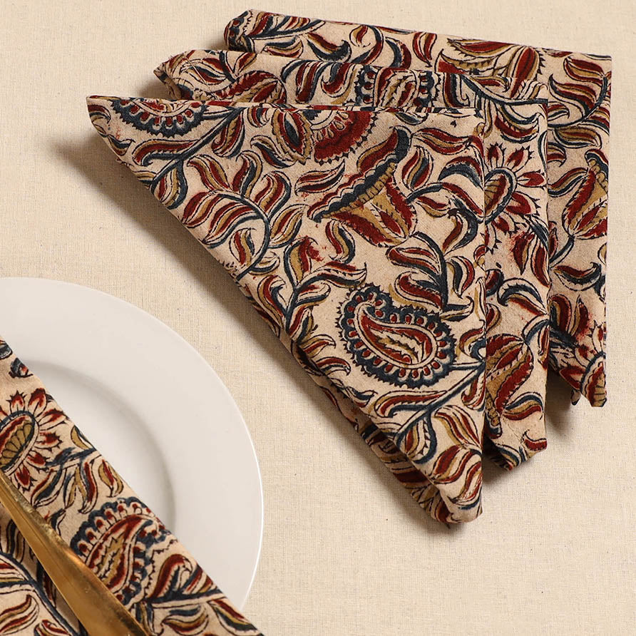 Kalamkari table napkin (set of 4) 22 - handcrafted