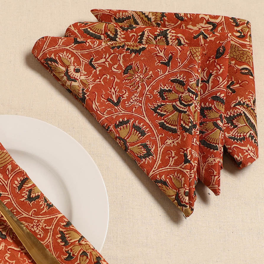 Kalamkari table napkin (set of 4) 26 - handcrafted