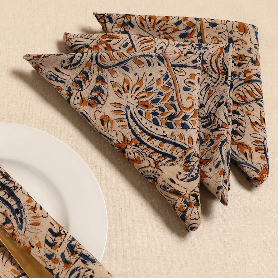 Kalamkari table napkin (set of 4) 28 - handcrafted