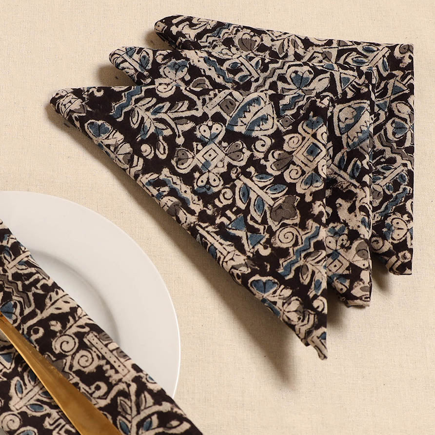 Kalamkari table napkin (set of 4) 29 - handcrafted
