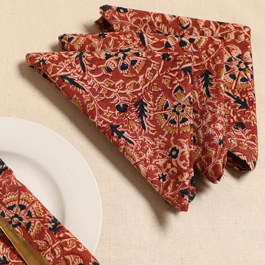 Kalamkari table napkin (set of 4) 31 - handcrafted