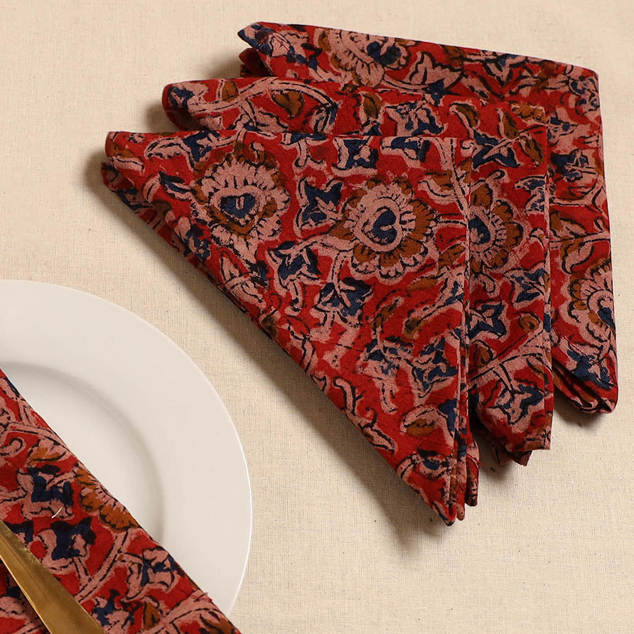 Kalamkari table napkin (set of 4) 33 - handcrafted