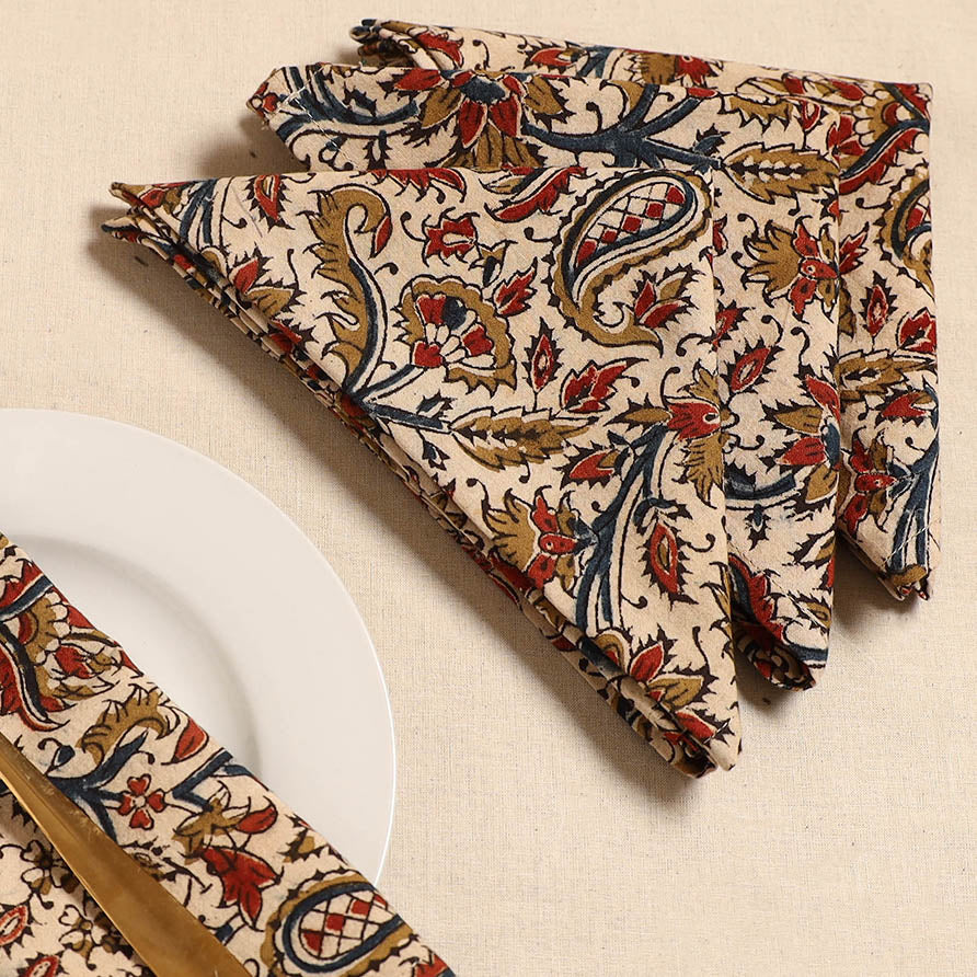 Kalamkari table napkin (set of 4) 34 - handcrafted