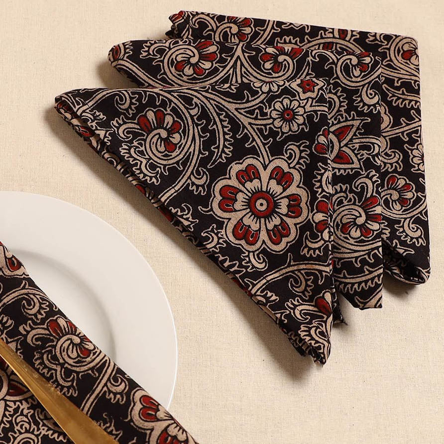Kalamkari table napkin (set of 4) 35 - handcrafted