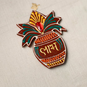 Kalash - diwali decor handpainted wooden shubh labh (set