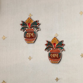 Kalash - diwali decor handpainted wooden shubh labh (set