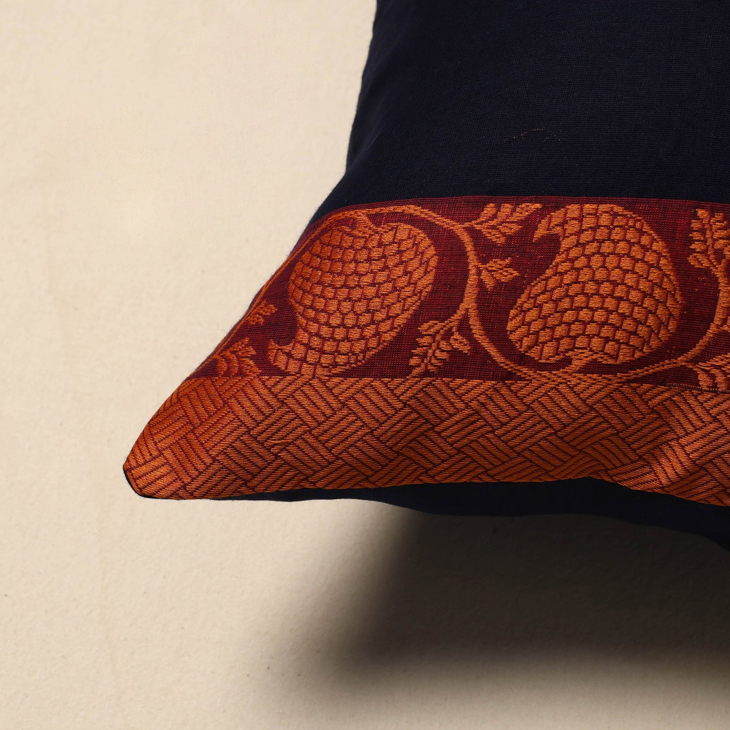 Kanchipuram weave cushion cover 70 - handcrafted