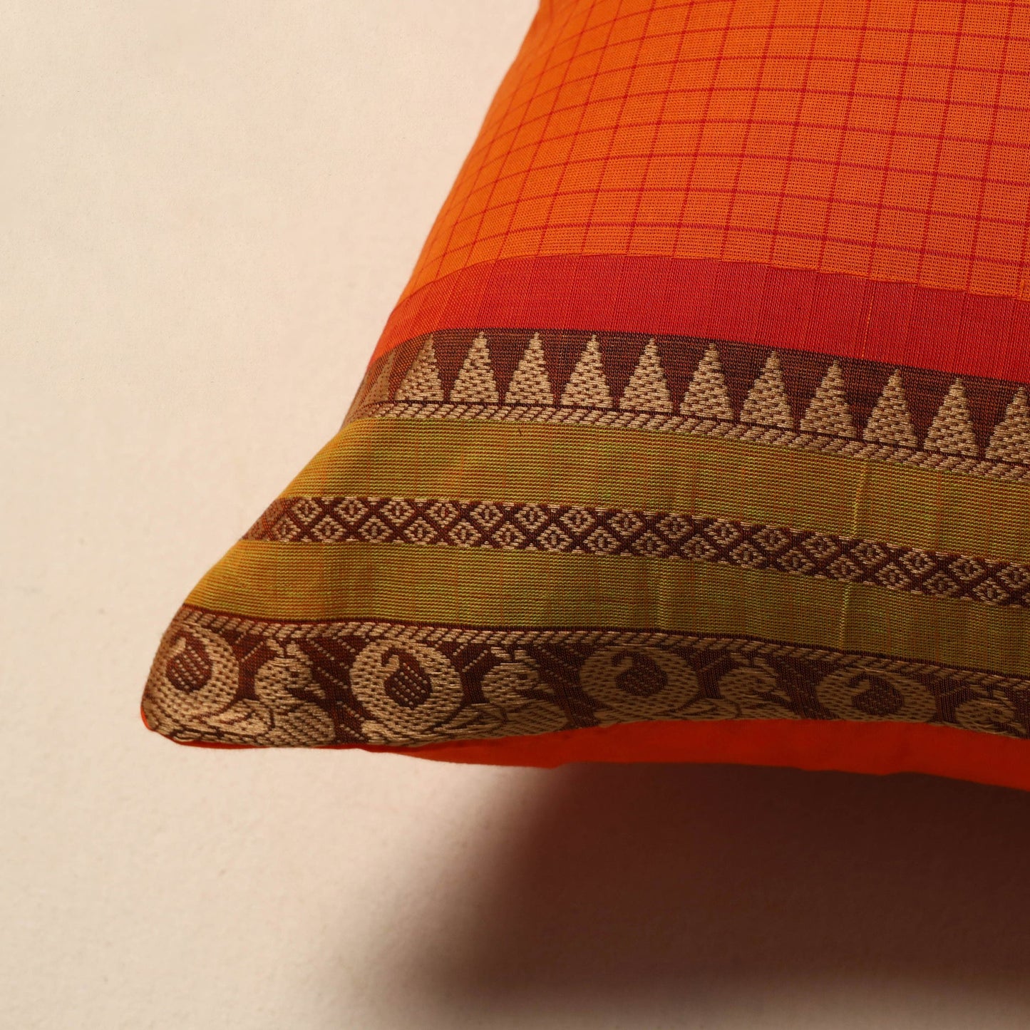 Kanchipuram weave cushion cover 73 - handcrafted