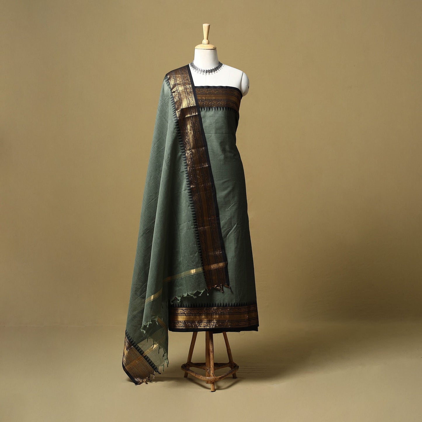 Kandangi chettinad cotton 2pc unstitched dress material 01