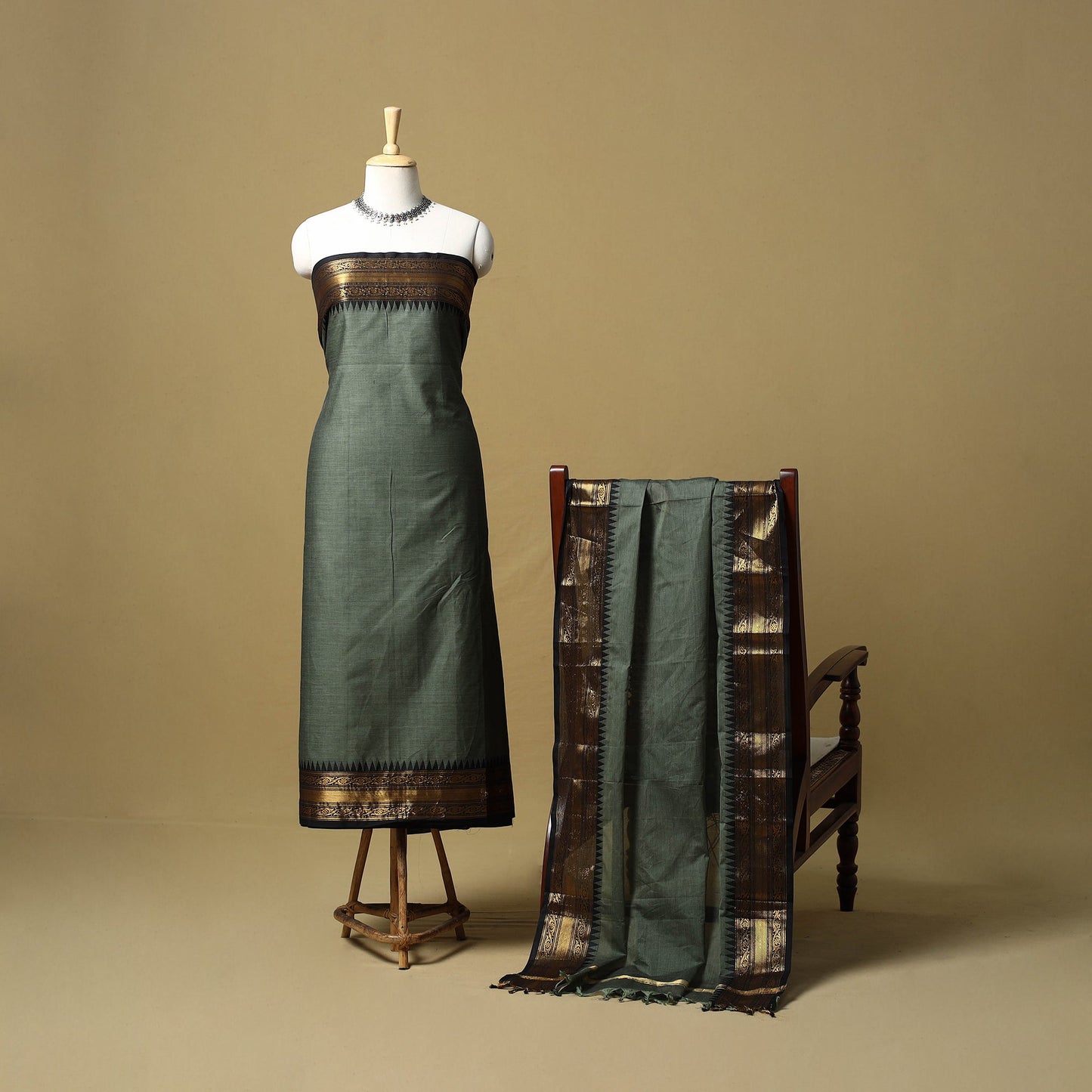 Kandangi chettinad cotton 2pc unstitched dress material 01