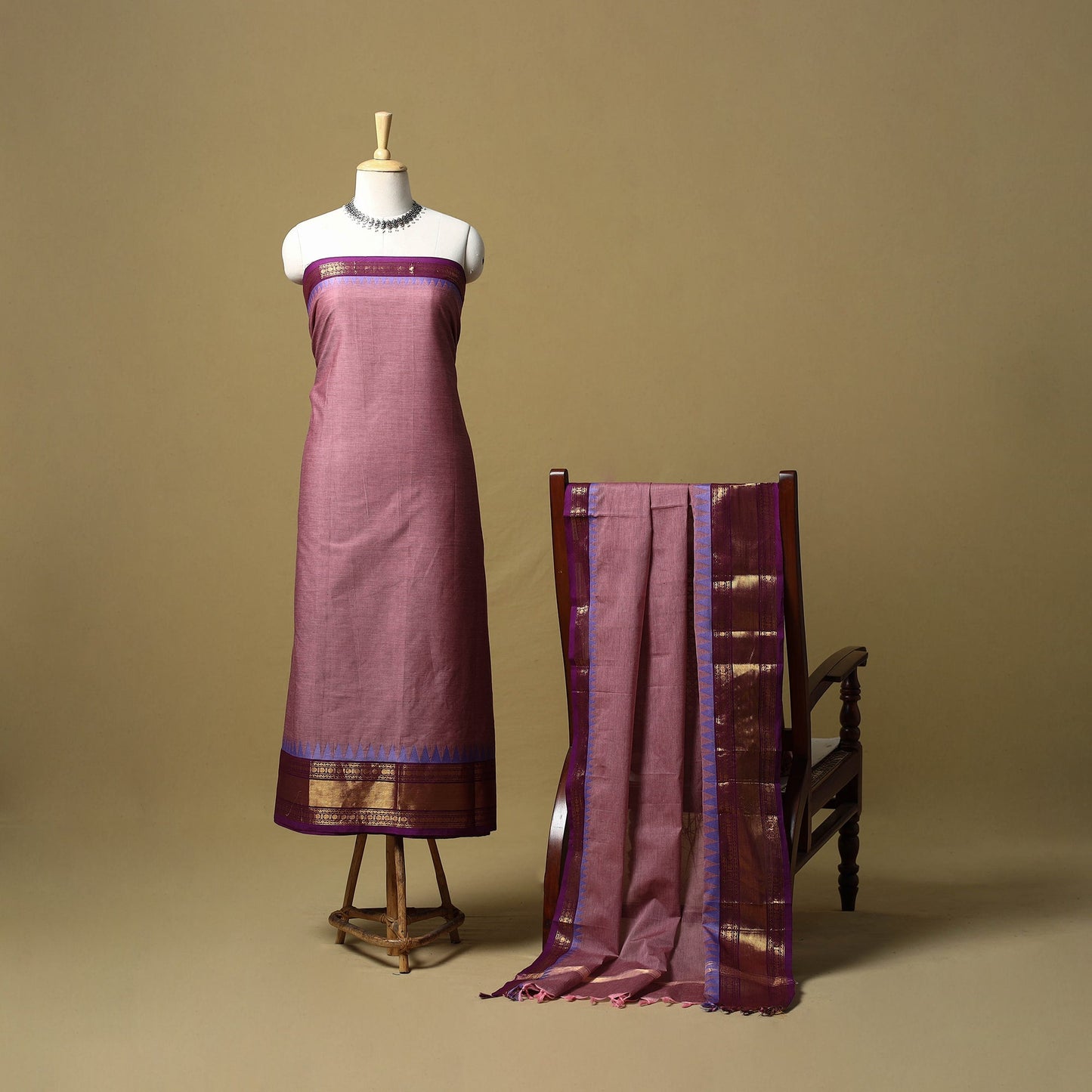 Kandangi chettinad cotton 2pc unstitched dress material 02