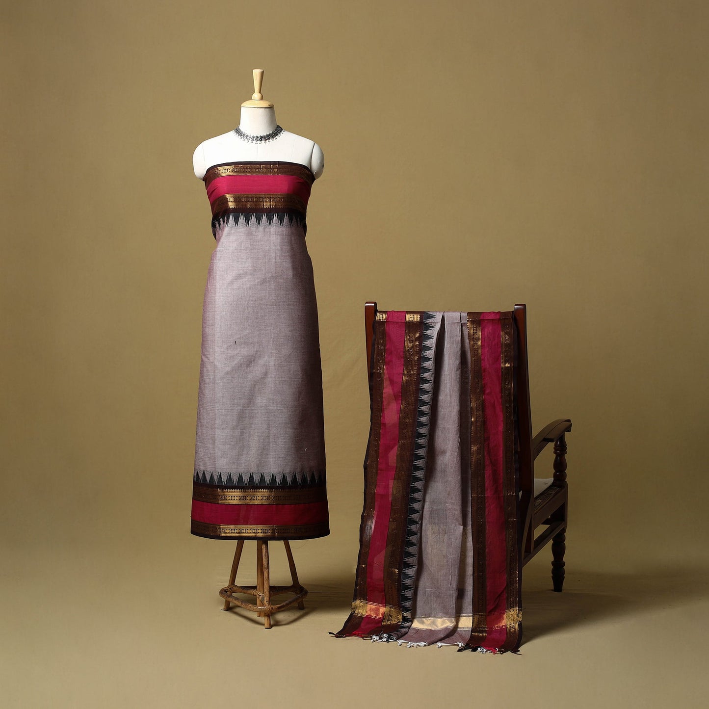 Kandangi chettinad cotton 2pc unstitched dress material 08