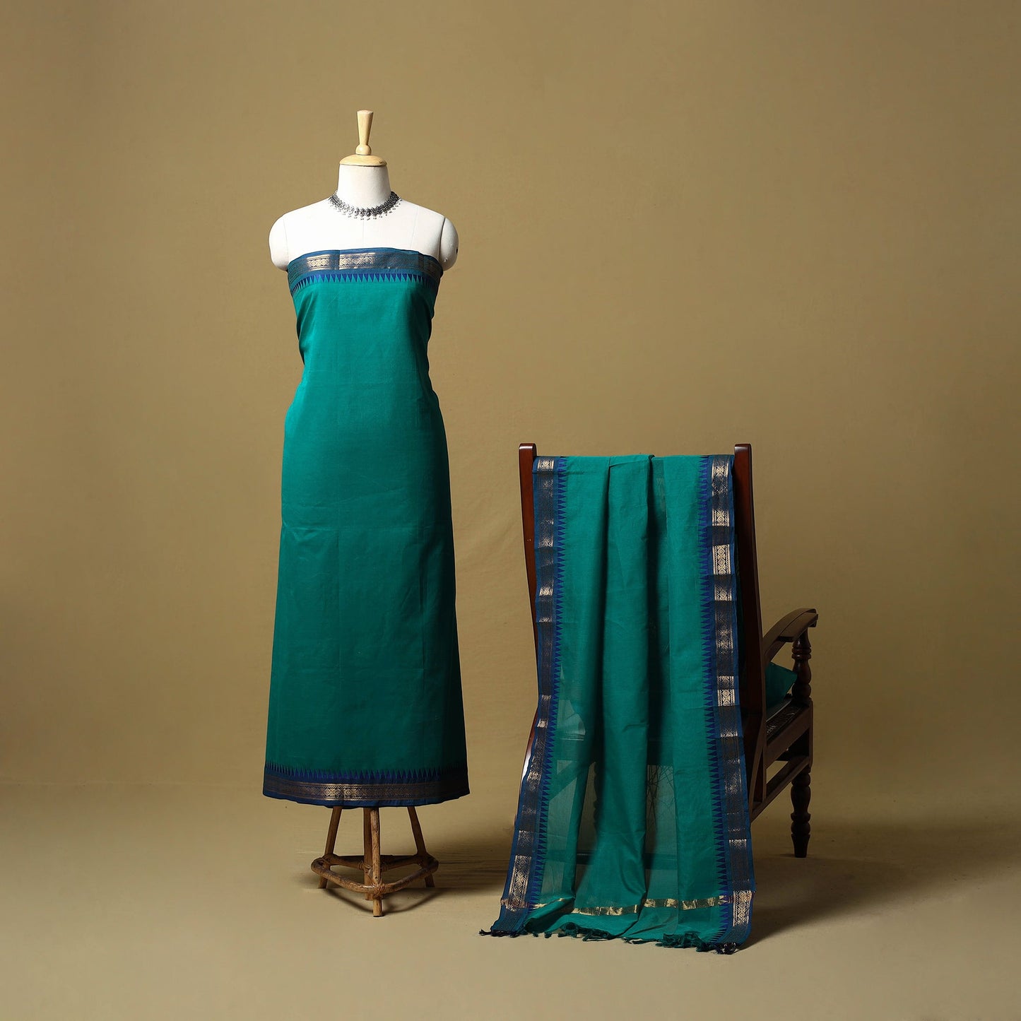 Kandangi chettinad cotton 2pc unstitched dress material 11