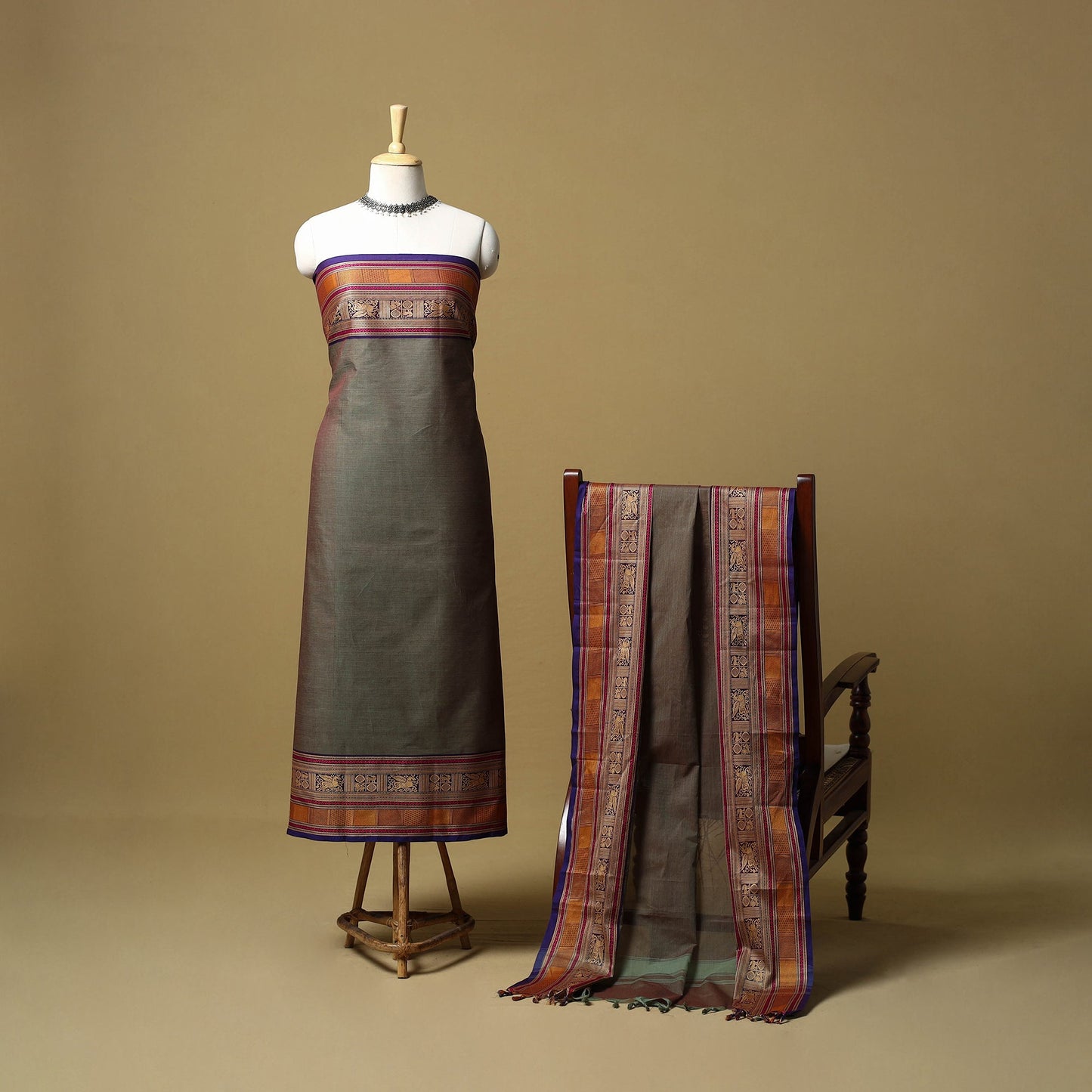 Kandangi chettinad cotton 2pc unstitched dress material 38