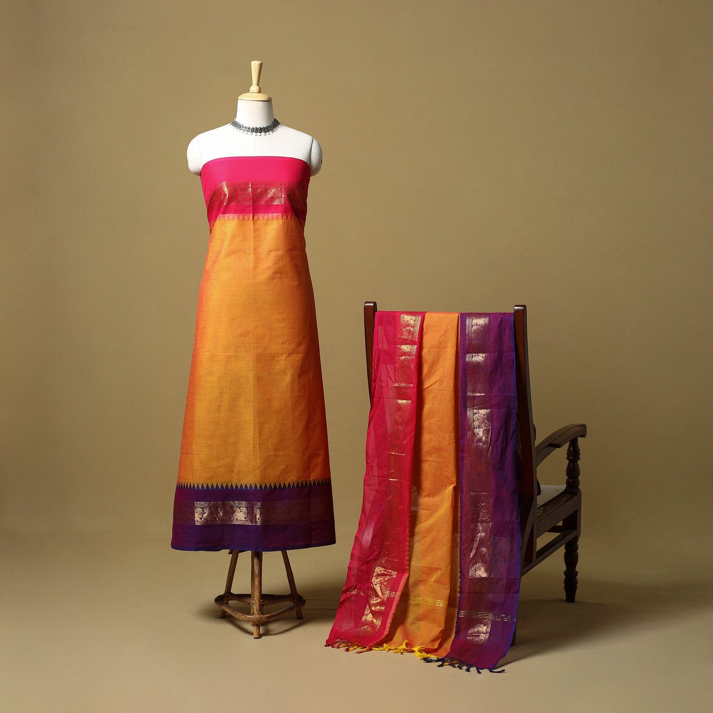 Kandangi chettinad cotton 2pc unstitched dress material 40